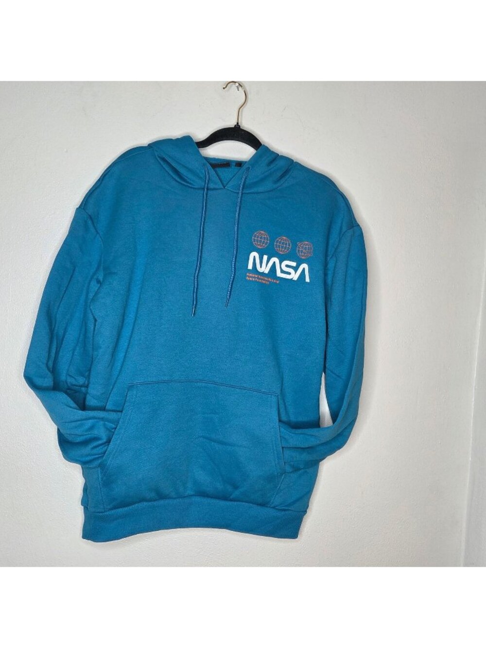 NASA Blue Graphic Hoodie Space Exploration Design L